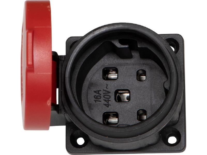 Brennenstuhl Einbausteckdose T25 IP55 Rot / Schwarz IP55, T25 Einbaudose mit Klappdeckel, 400 V, 16A