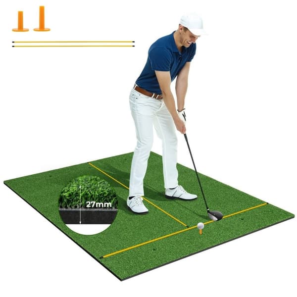 Golfslagmatte med 2 gummi-teer, 2 justeringsstaver og 6 tee-posisjoner, 152 x 117 cm, tykkelse 27 mm