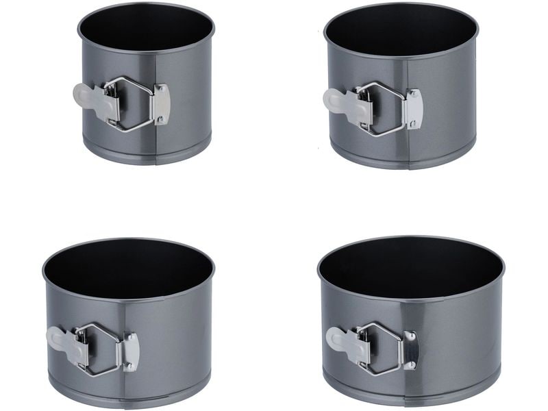 relaxdays Springform 12 cm/14 cm/16 cm/18 cm, Anthrazit Runde Kuchenbackformen