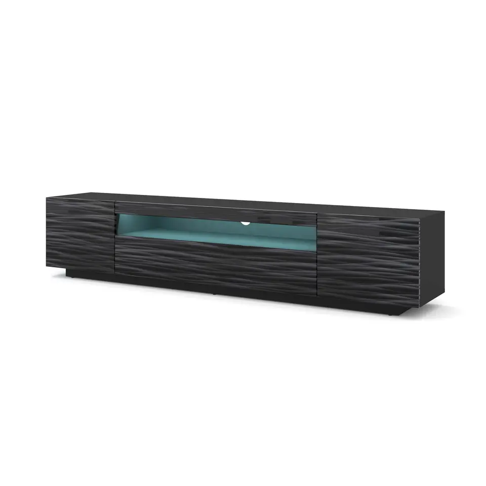 AURA TV-meubel 200 cm universeel sahara zwart   LED