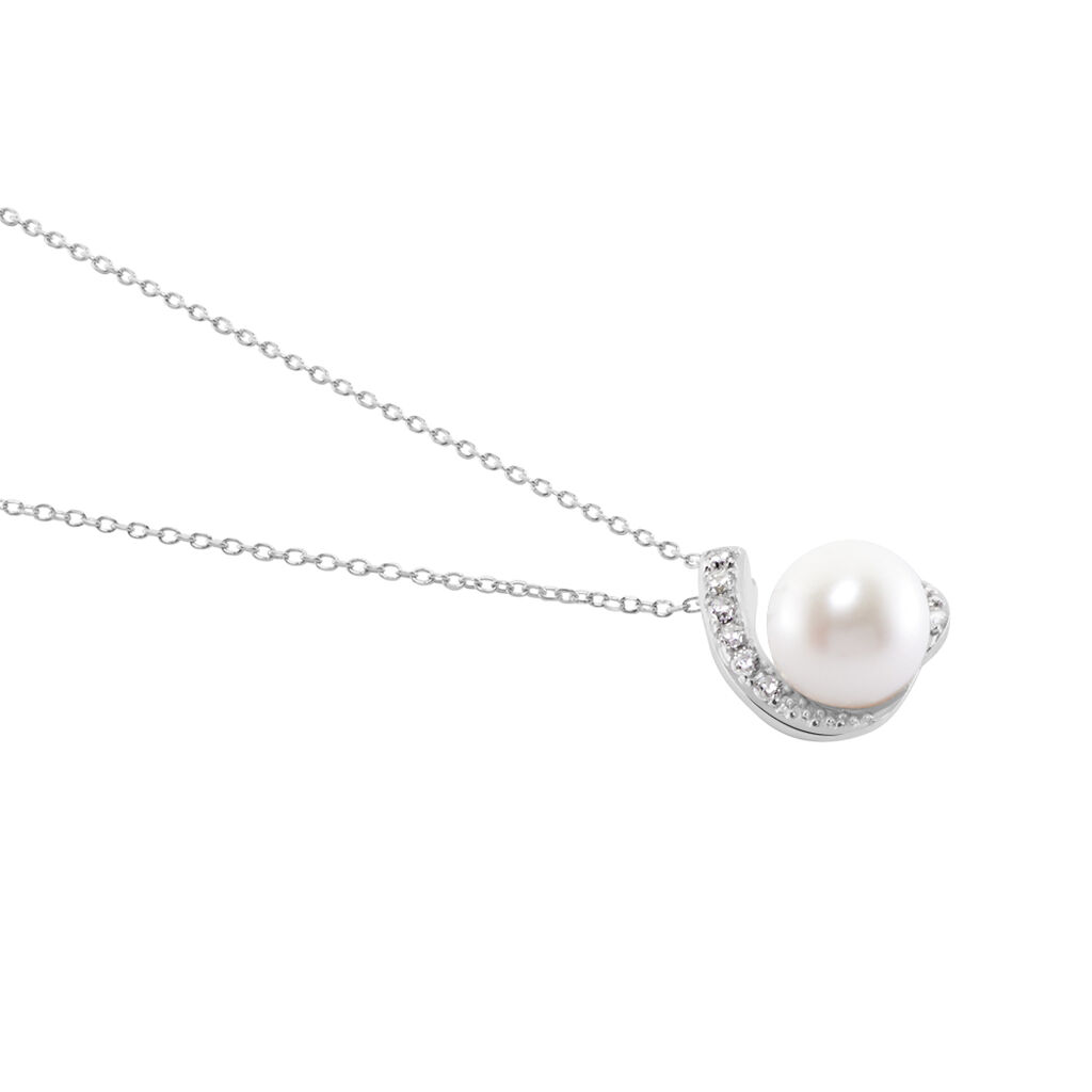 Collier Angel Or Blanc Perle De Culture Oxyde