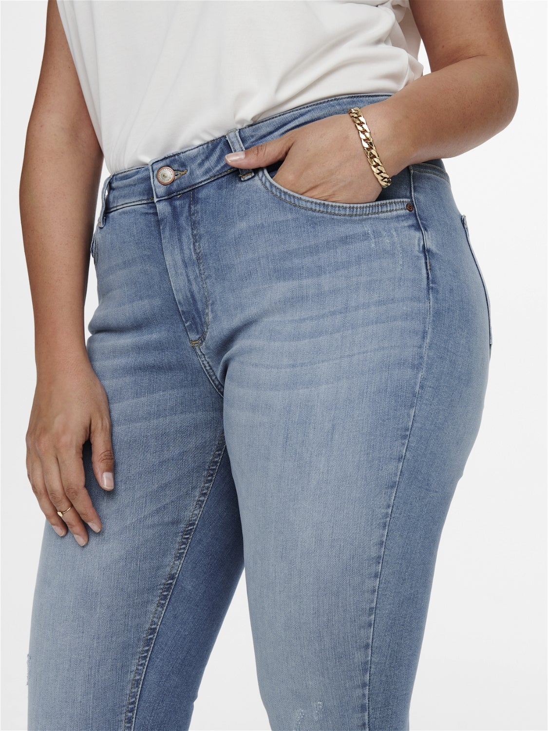 CARWILLY Mittlere Taille Skinny Fit Jeans Light Blue Denim