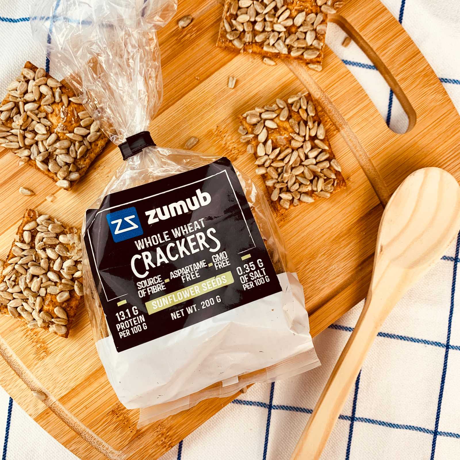Biscoitos integrais Zumub com sementes de linhaça marrom 200g