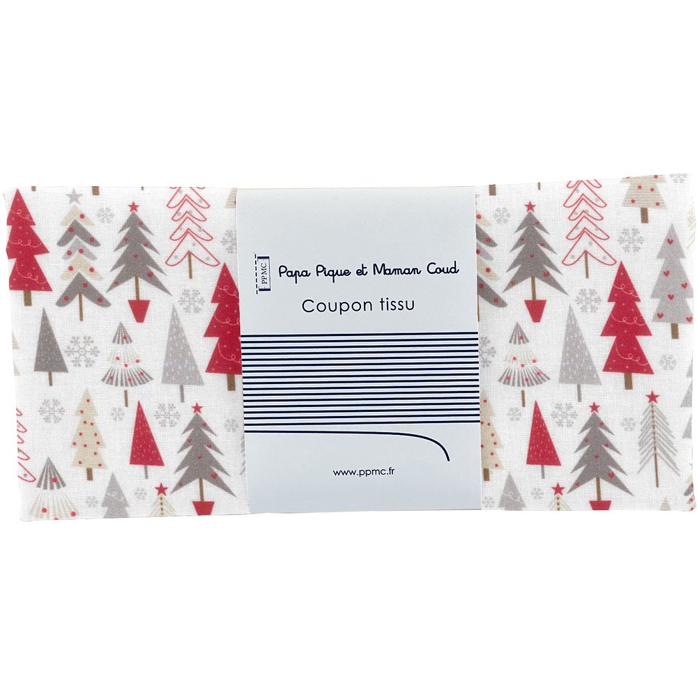 Coupon Tissu 50 Cm Sapin Gris Rouge Ex1113