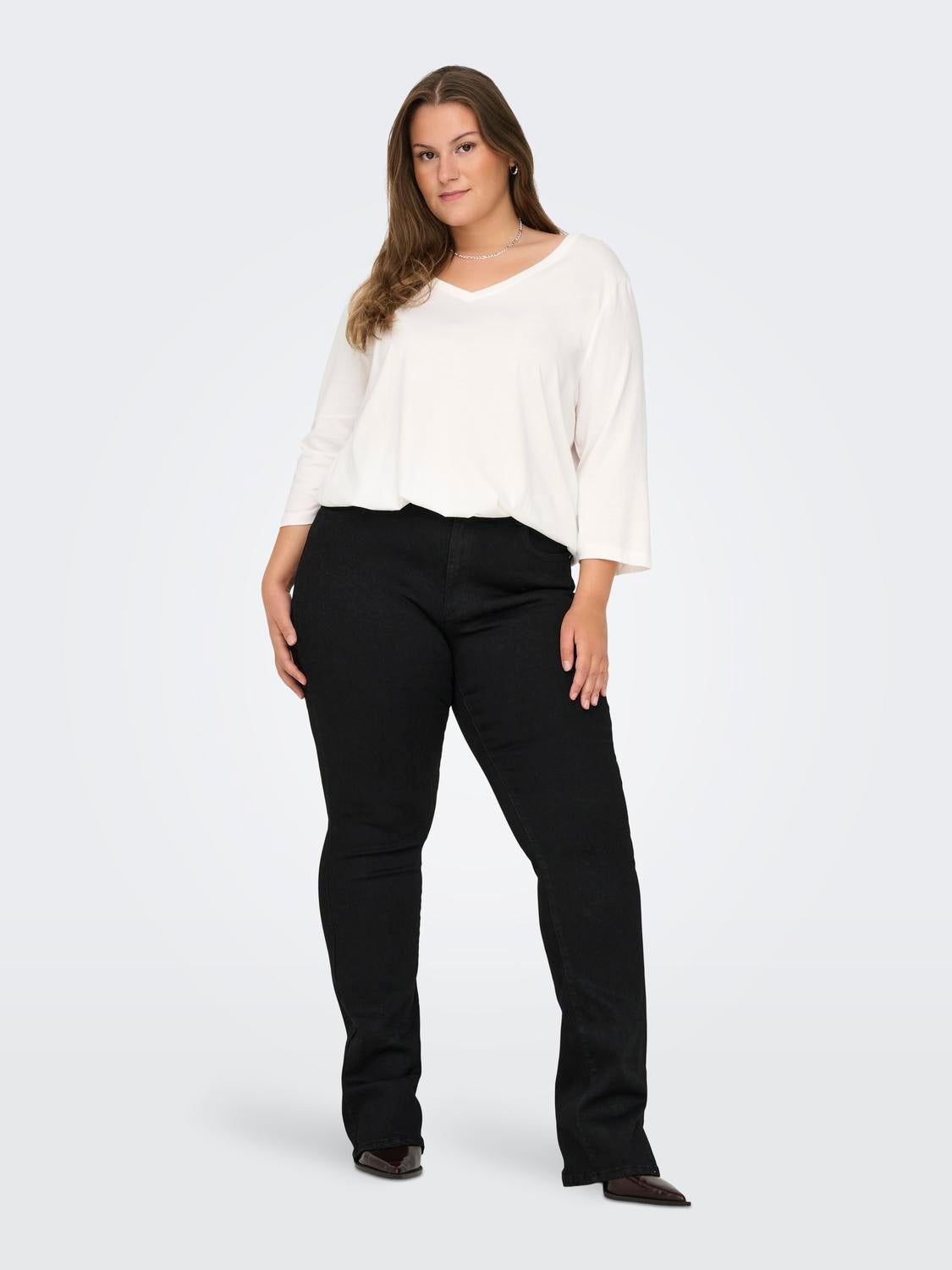 CARSALLY Hohe Taille Ausgestellt Jeans Black