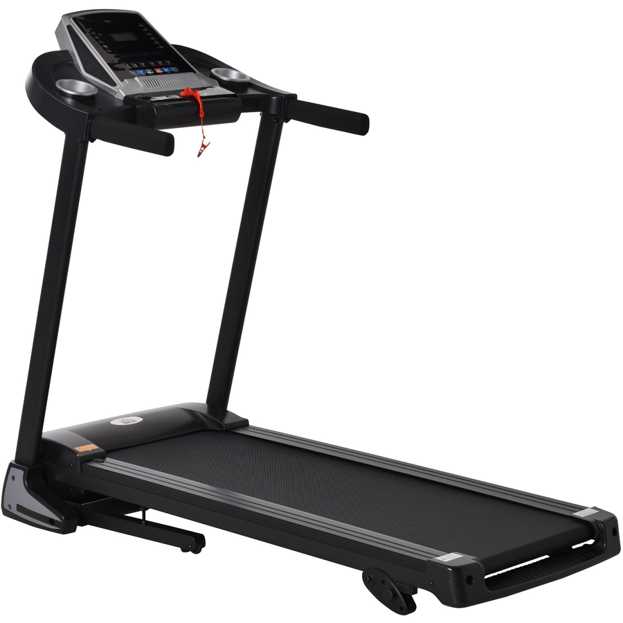 HOMCOM Laufband Ideales Training, Getränkehalter, Handyhalter Schwarz, Grau