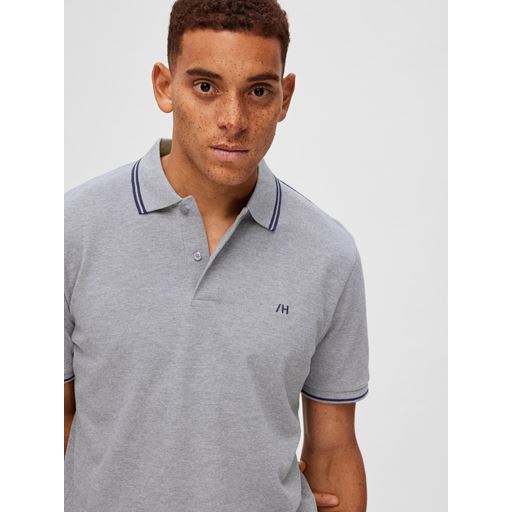 Selected Homme Dante Sport Polo T-shirt, Medium Grey Melange, S