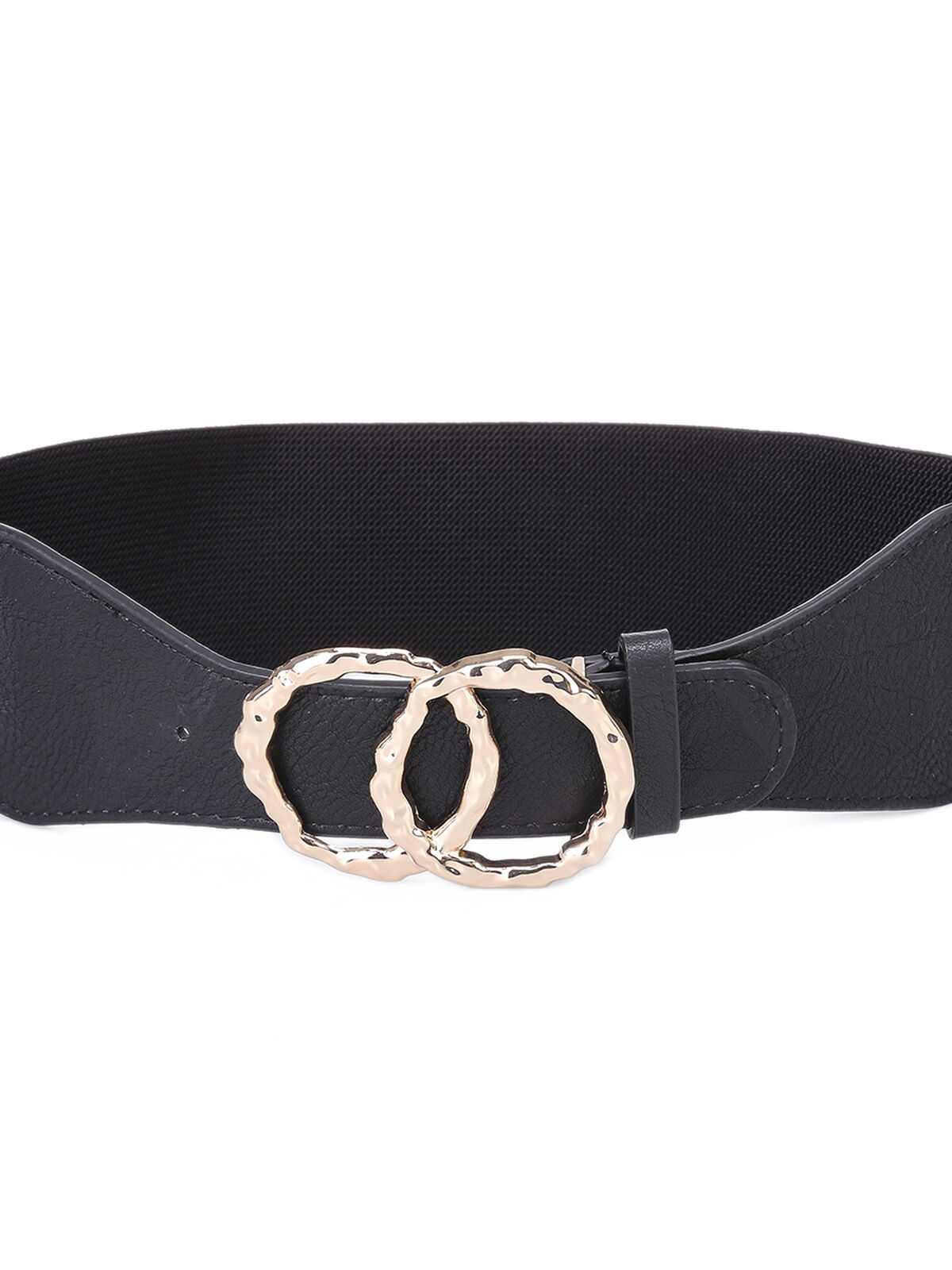 Ceinture à double boucles texturées- Noir