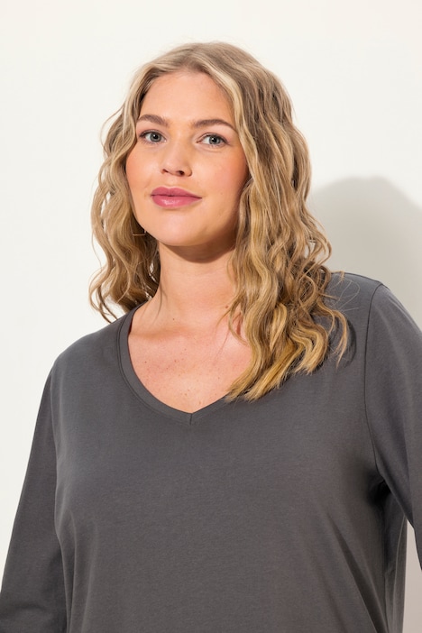 Shirt, Slim, V-Ausschnitt, Langarm