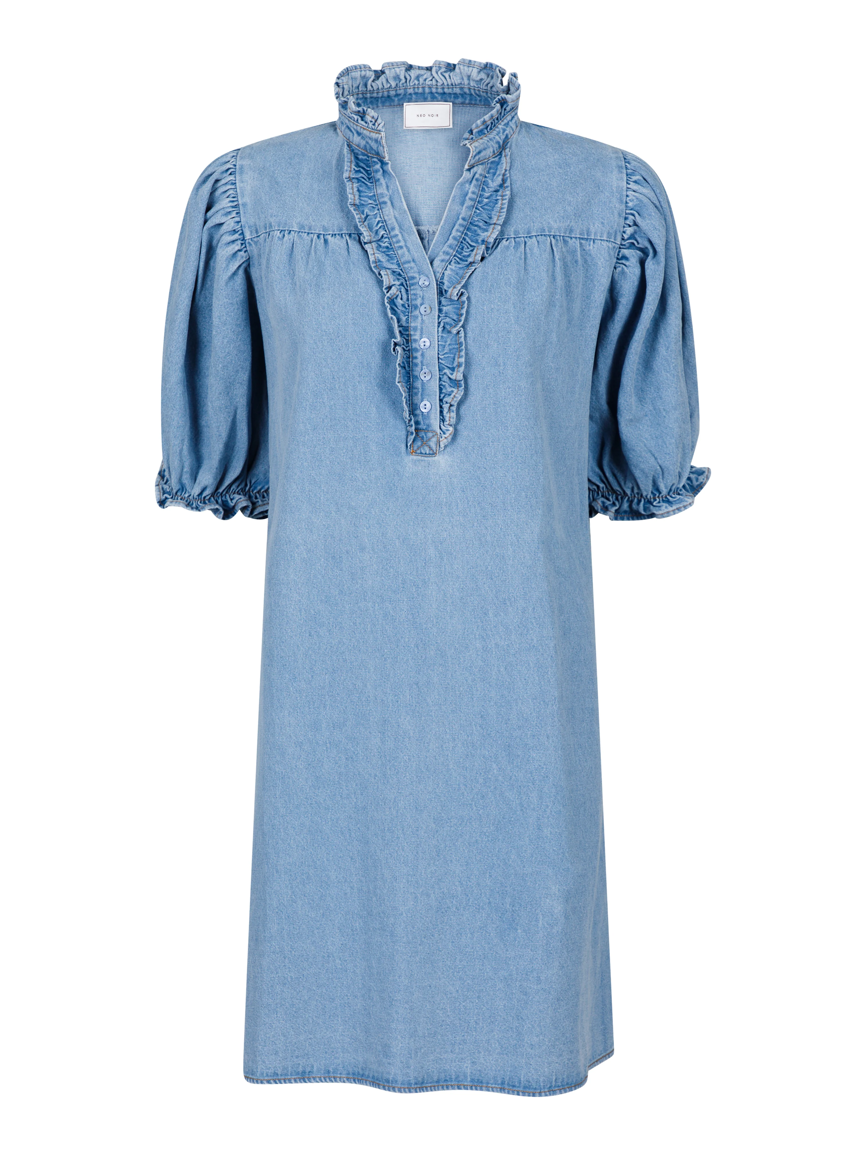 Neo Noir  Alma kort denimkjole - Stonewash