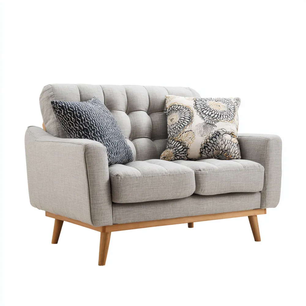 2-Sitzer-Sofa Stoffpolster 140x80x85 cm – Hellgrau – Skandinavisches D