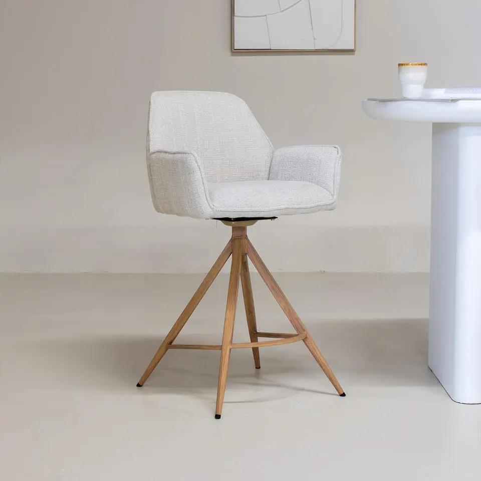 Barstoel Beige/Naturel - Zithoogte 66cm - Noa - Set van 2