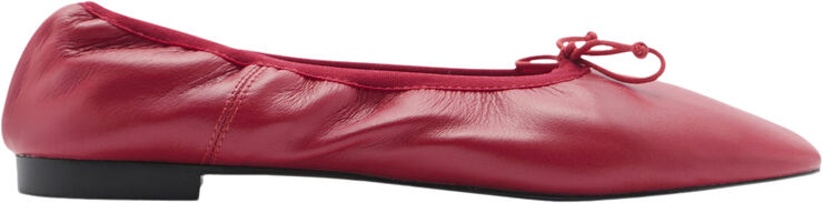 MANGO Leather ballet flats with bow Red