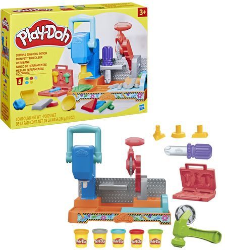 Play-Doh - Stempel- en Zaagtafel - Klei - 5 Kleuren - Inclusief Gereedschap