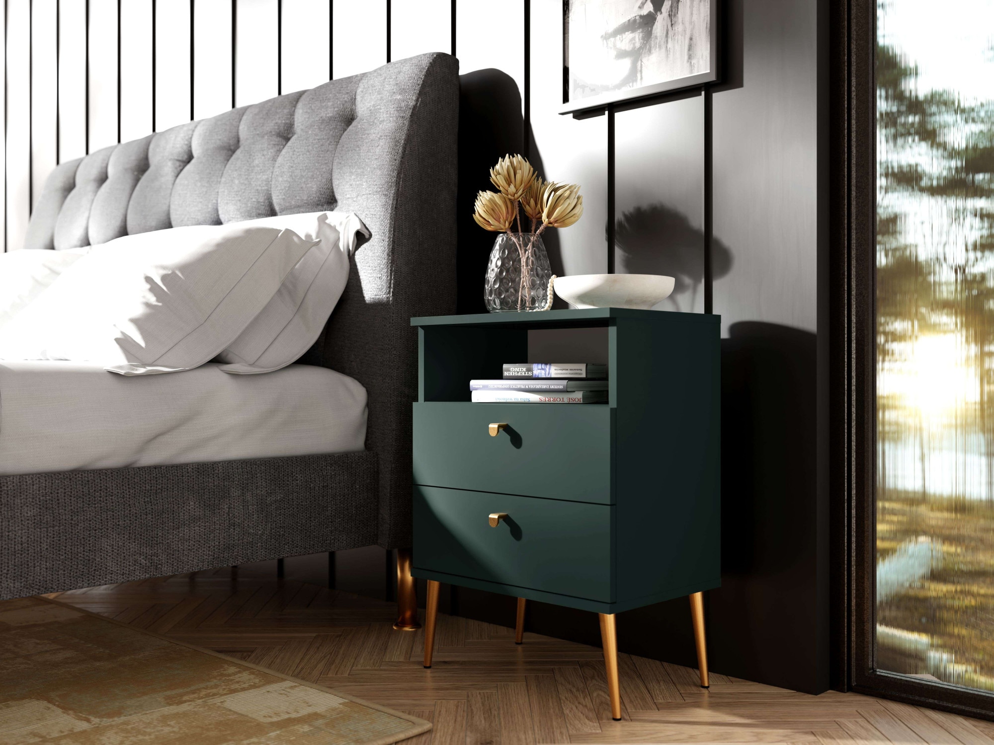 Home affaire Nachttisch »Elyria, Metallgriffe, FSC-zertifizierter Holzwerkstoff« Nachtkommode B/T/H 50/34/69cm,
