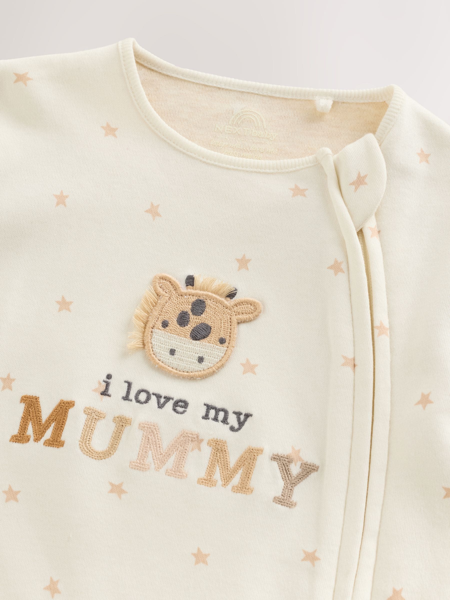 Ecru I Love My Mummy - Babypyjama met tweewegrits (0-18mnd)