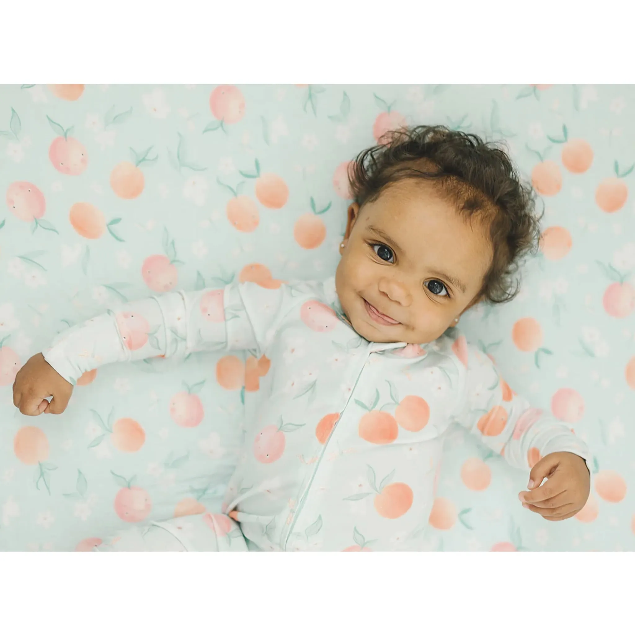 Loulou Lollipop Drap Contour pour Lit de Bébé - Mousseline Bambou Pêches