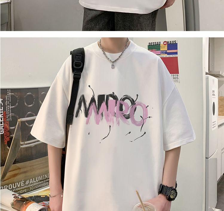 farrahces - T-shirt met korte mouwen, ronde hals en belettering