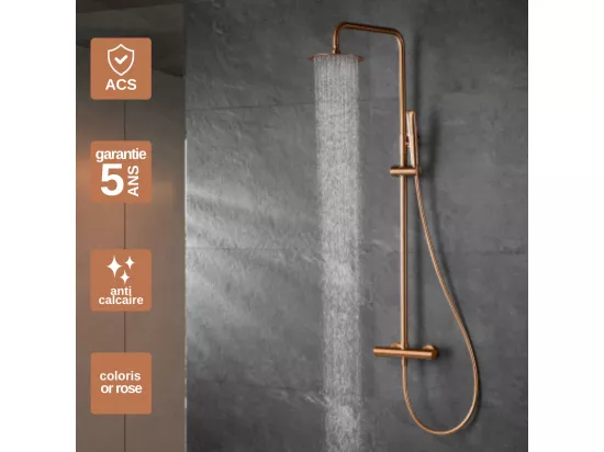 Colonne de Douche anti-calcaire Thermostatique Or Rose Cuivré NAPOLES BTN047/ORC