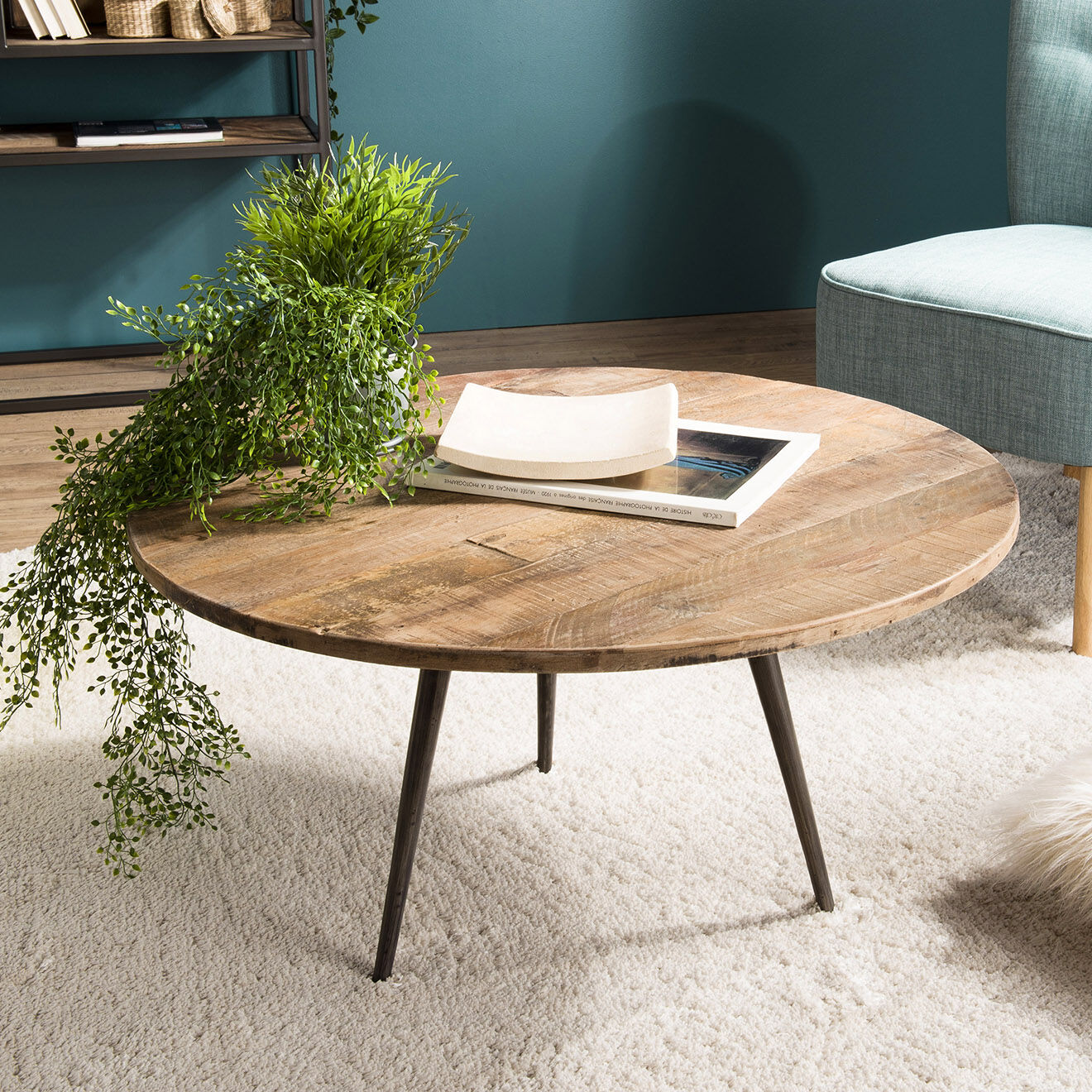 Macabane Table basse Sixtine teck - D.75xH.40 cm