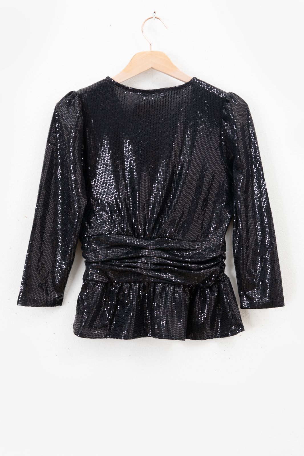 Zwarte wrap top met pailletten