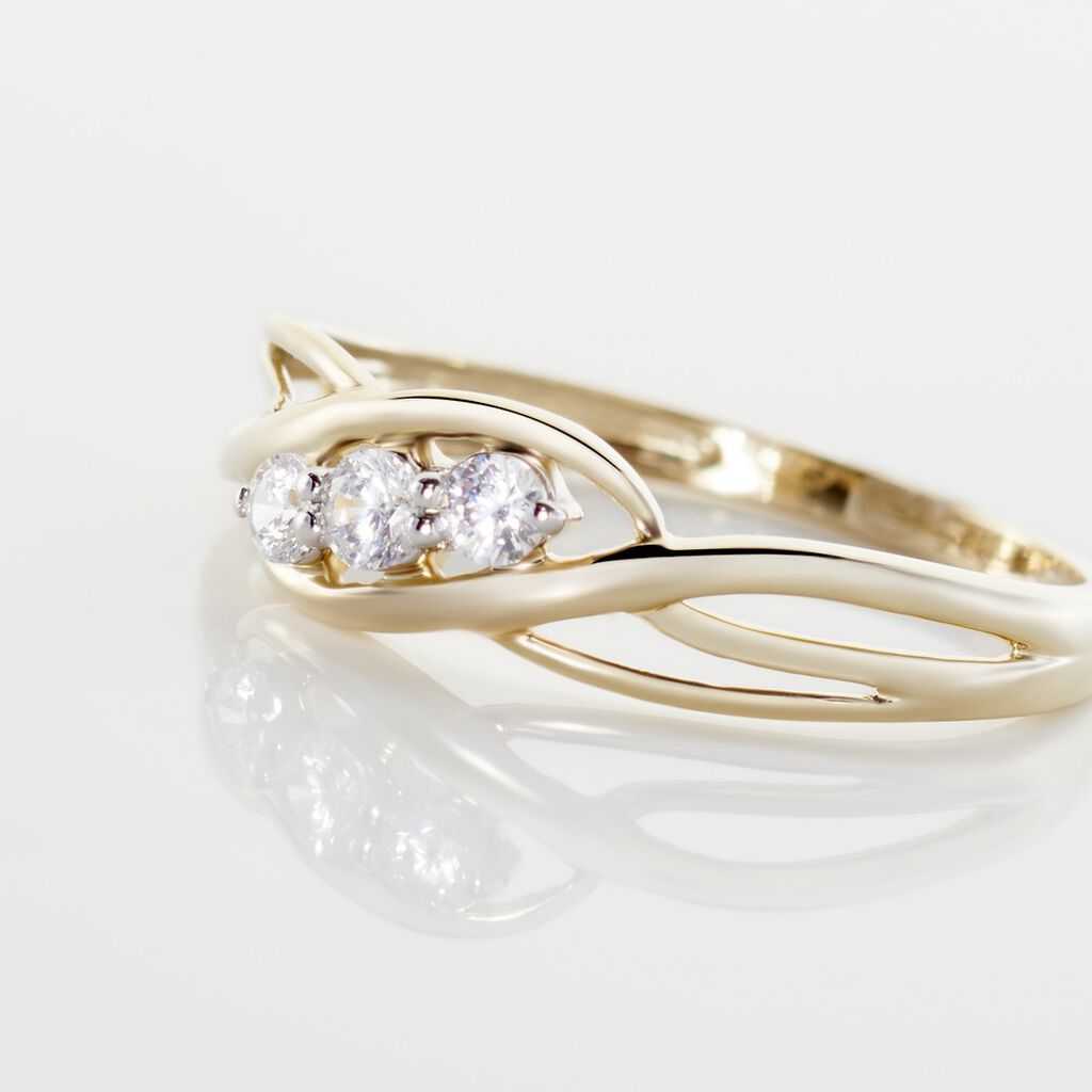 Bague Or Jaune Shaleana Oxydes De Zirconium