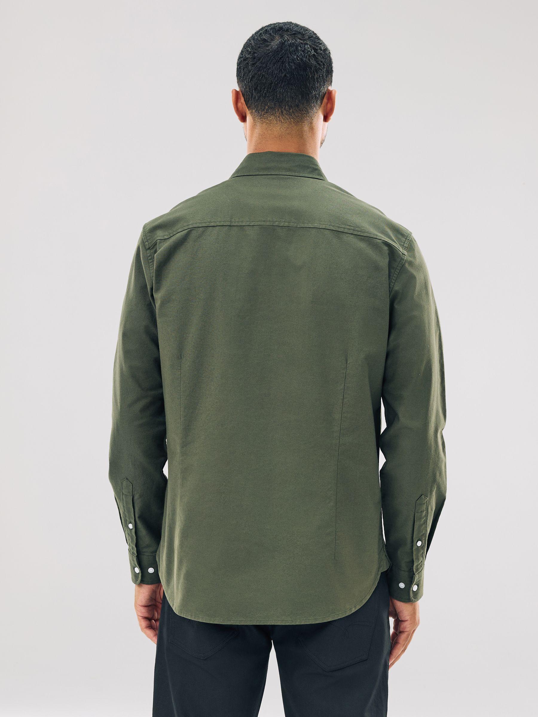 Donkergroen - Slim Fit - Oxford-hemd met lange mouwen