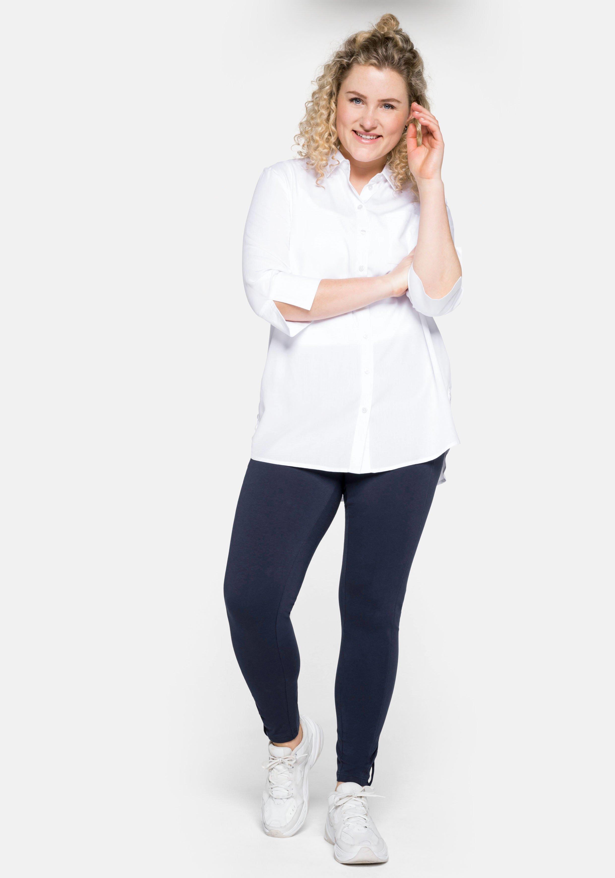 Leggings in Ankle-Länge, mit Knopf-Detail am Saum