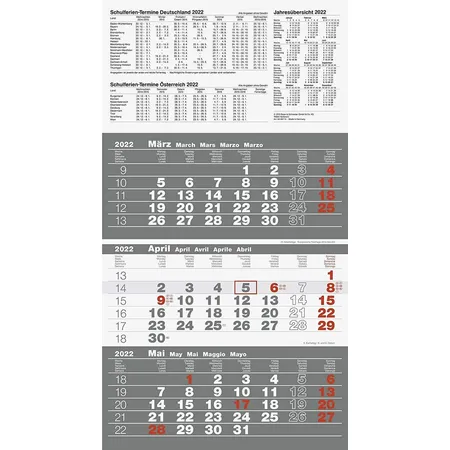 Glocken Dreimonatskalender 29 x 52 cm, 2022