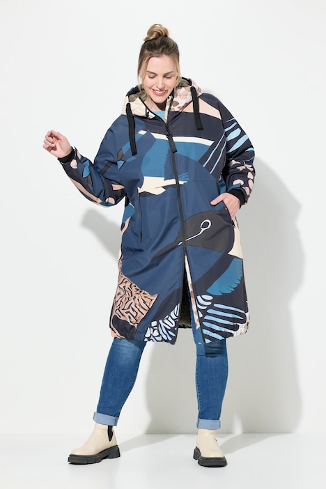 Funktionsmantel, oversized, 2-Wege-Zipper, Teddyfutter