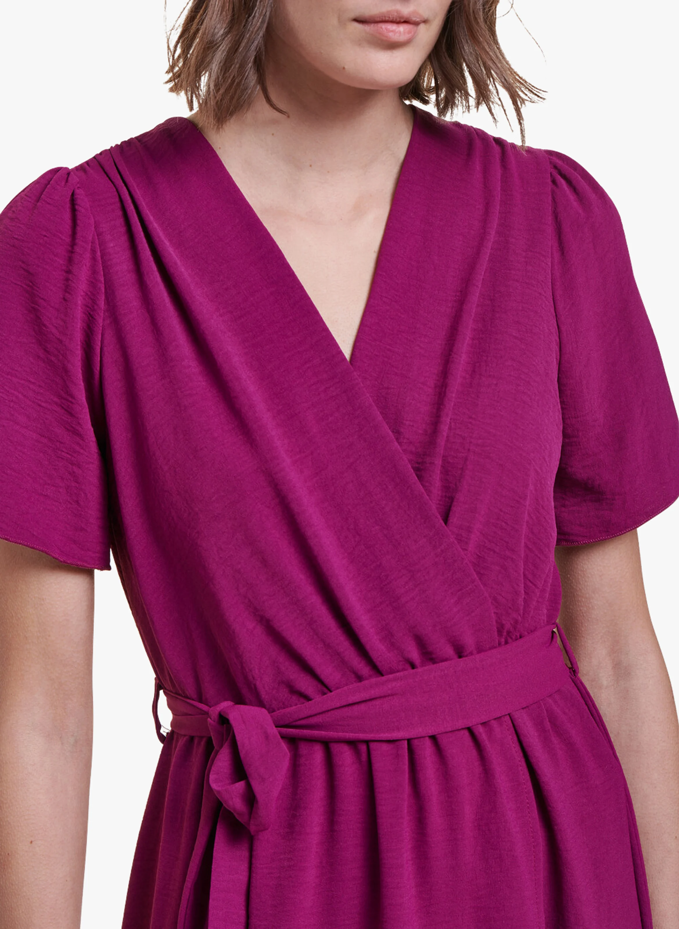 Robe longue col V | Violet