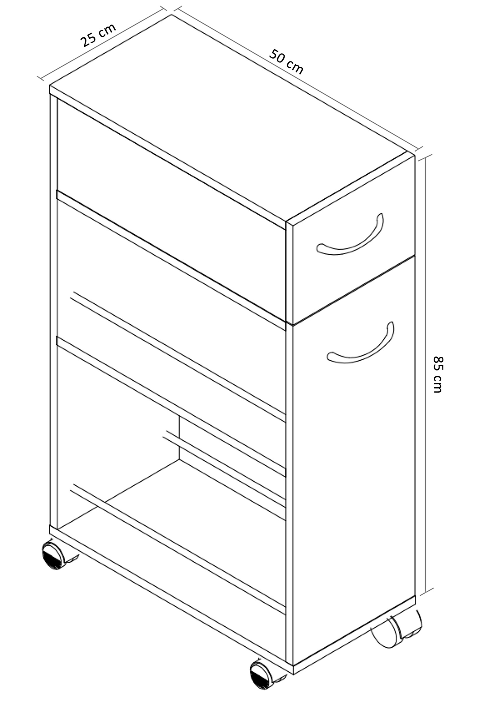 VCM Küchenwagen Servierwagen Rollwagen Nischenschrank rollbar Rollen Tusal Schublade