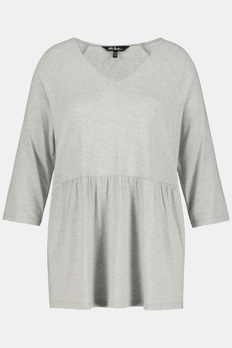 Shirt, Quernaht, A-Line, V-Ausschnitt, 3/4-Arm