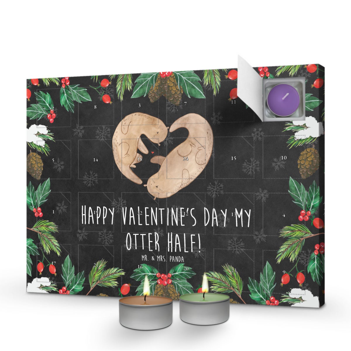 Mr. & Mrs. Panda Geurkaars Adventskalender Otter Valentijn - Zwart