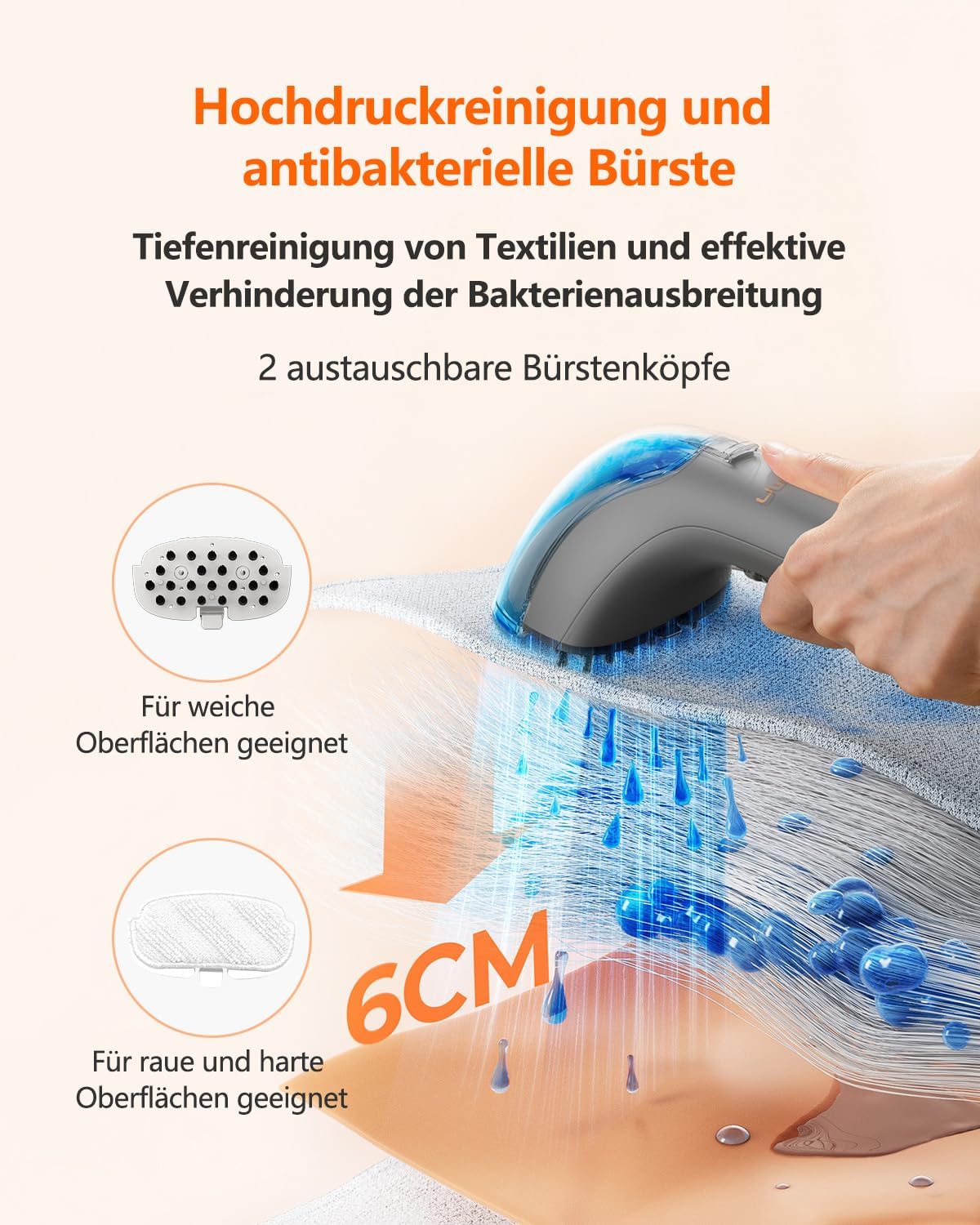 Uwant B200, Polsterreiniger Gerät, 1900W, Dampfreinigungsfunktion | Für Teppiche, Sofas, Vorhänge, Kleidung | 74DB, 12000Pa