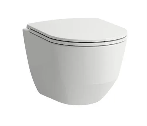 Laufen Pro Rimless Compact hængeskål inklusiv toiletsæde med Soft Close funktion. Boltafstand: 180 mm.