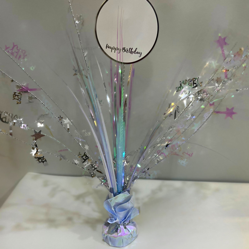 Tafeldecoratie happy birthday - zilver - 42 cm