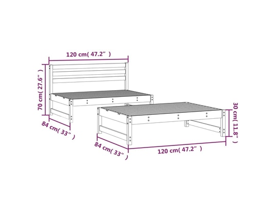 VIDAXL - Canapé Salon de jardin 2 pcs bois massif douglas
