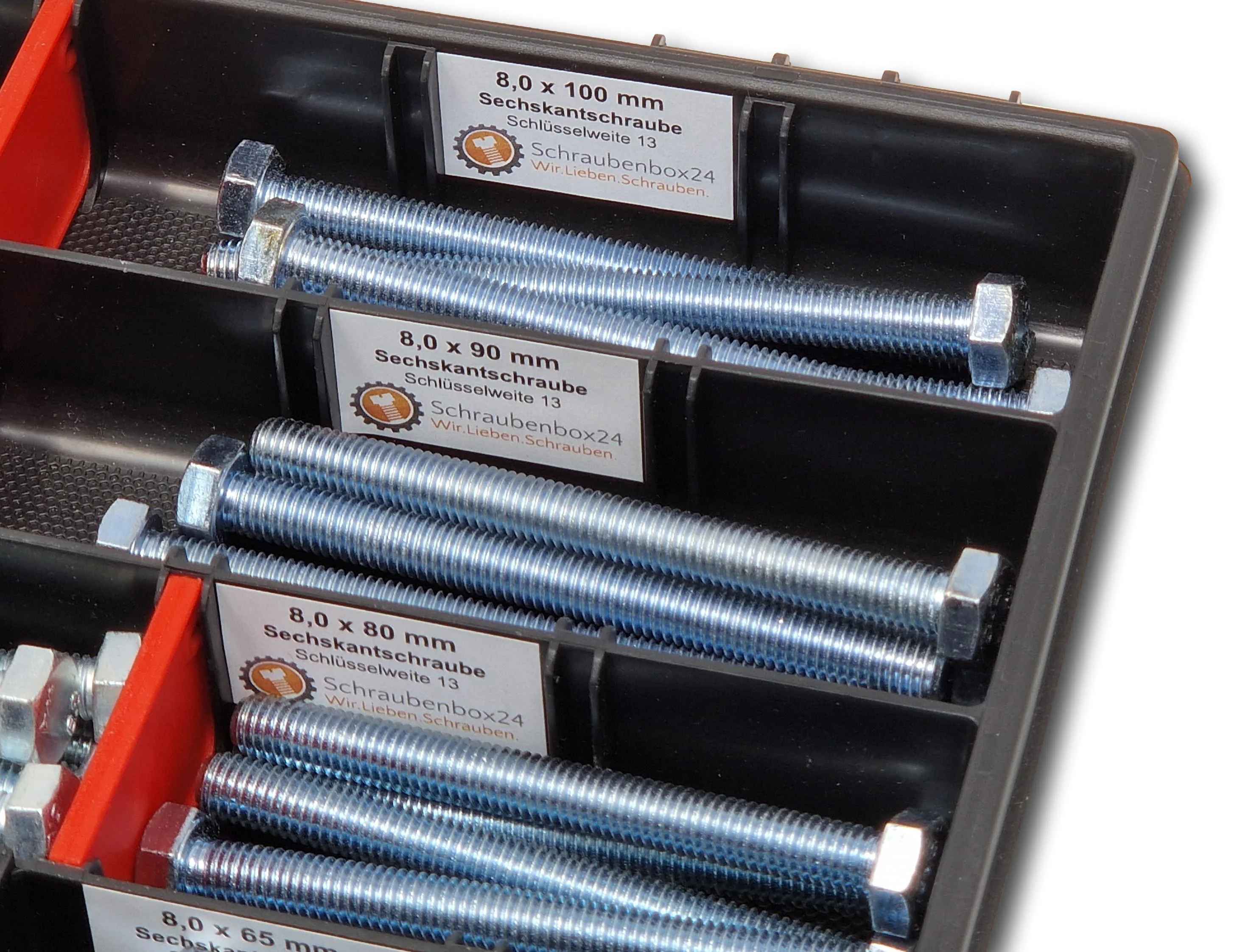 Sechskantschrauben Sortiment M8 // 60mm-100mm 65 tlg Schraubenbox DIN 933/ISO4017 Vollgewindeschrauben Maschinenschrauben Gewindeschrauben Sechskantschrauben