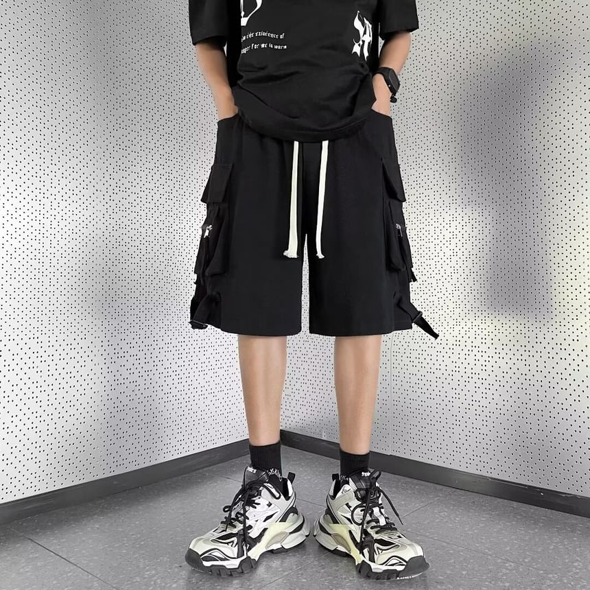 Craltuxe - Effen cargoshorts met trekkoordtaille