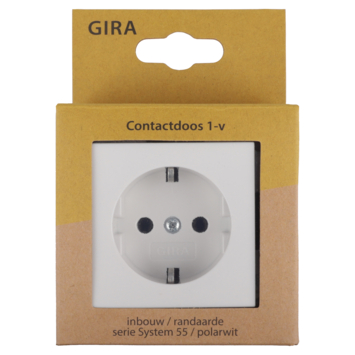 Gira ST55 inbouw enkel geaard stopcontact wit