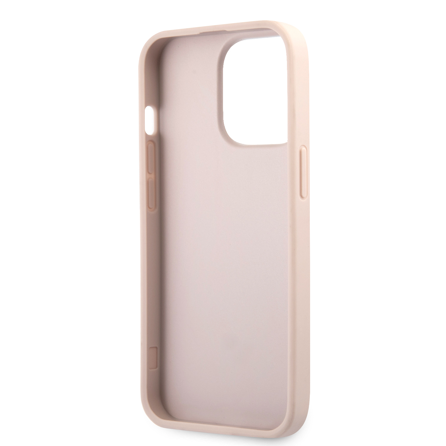 iPhone 13 Pro Leder Hardcase Hülle Metall Logo (GUHCP13L4GMGPI) - Rosa / Gold