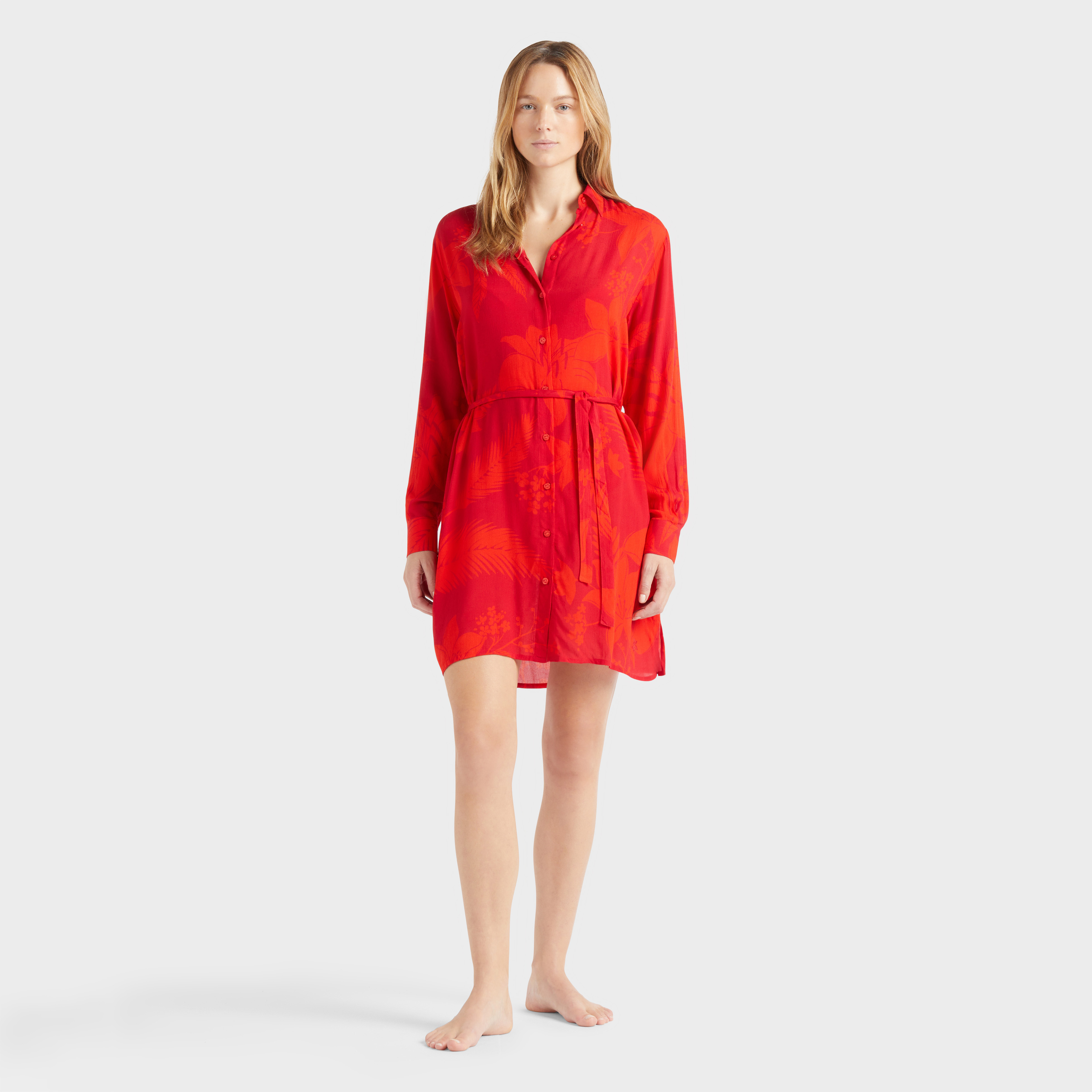 Robe chemise en viscose femme Flower Power