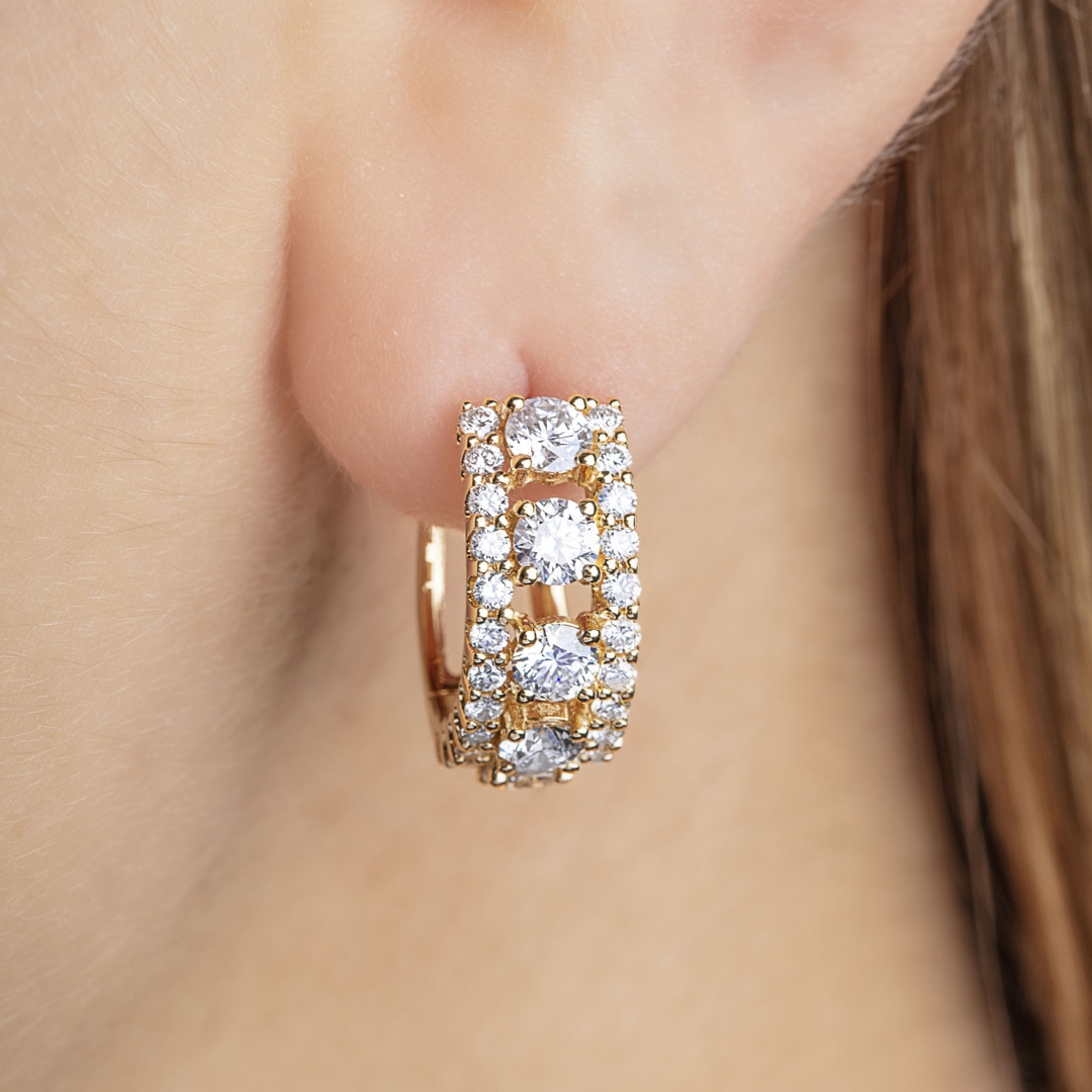2.02 Karat Diamant-Kreolen 750/18 K Gelbgold Ø 16mm