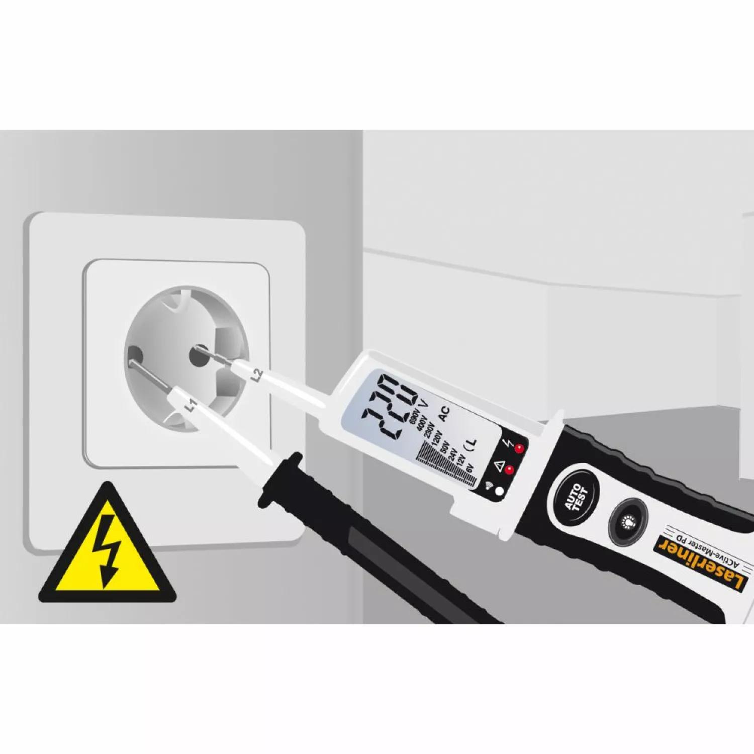 Laserliner AC-tiveMaster Digital Spanningstester met LCD scherm - AC/DC 6-690V