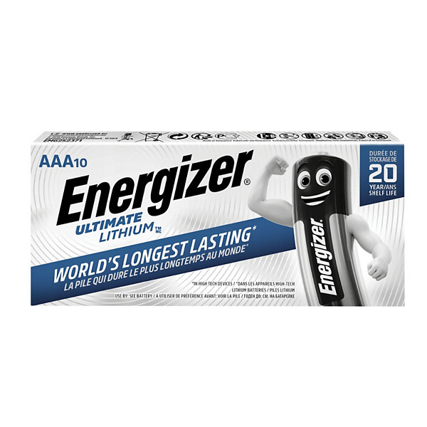 Piles Lithium Energizer Ultimate LR03 AAA, lot de 10