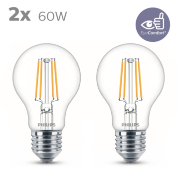 Philips LED peer E27 3,4W filament helder niet dimbaar 2 stuks