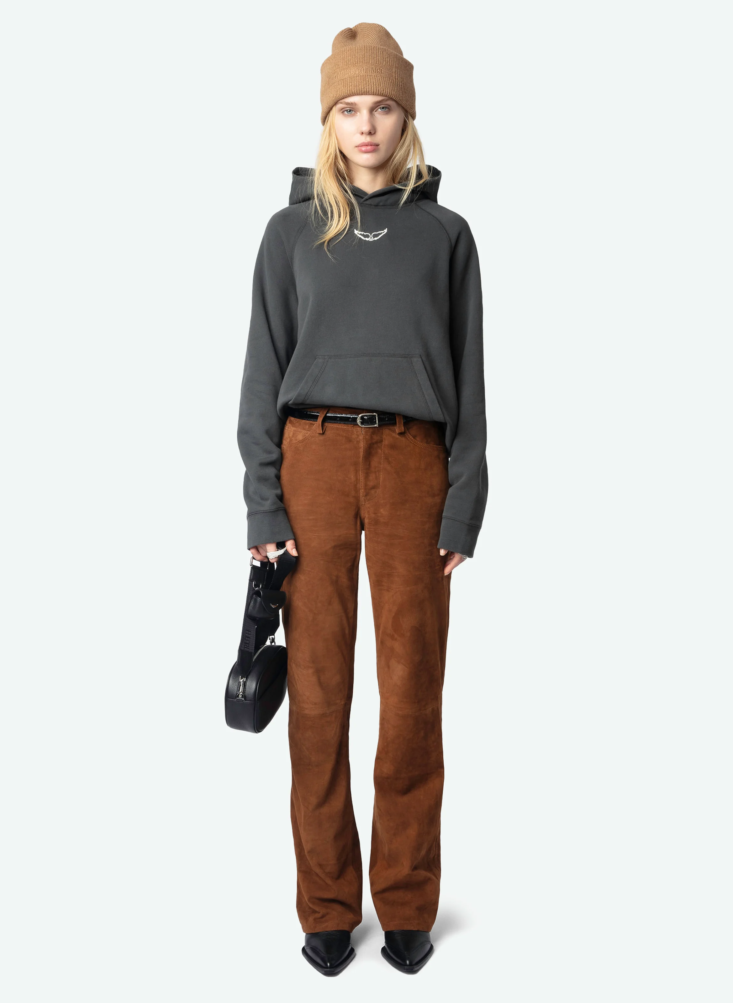 GEORGY - Sweat droit en coton mélangé | Gris