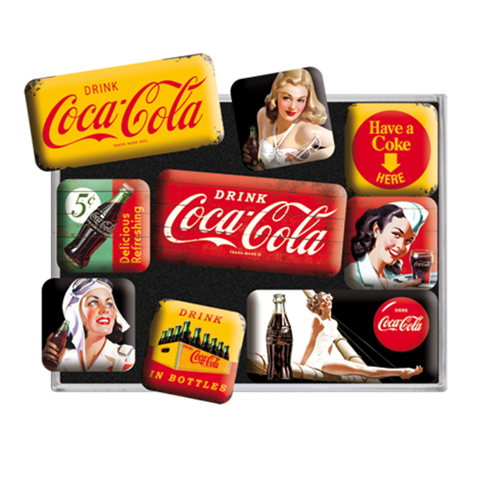9-teiliges Magnet-Set - Coca-Cola Yellow Mix