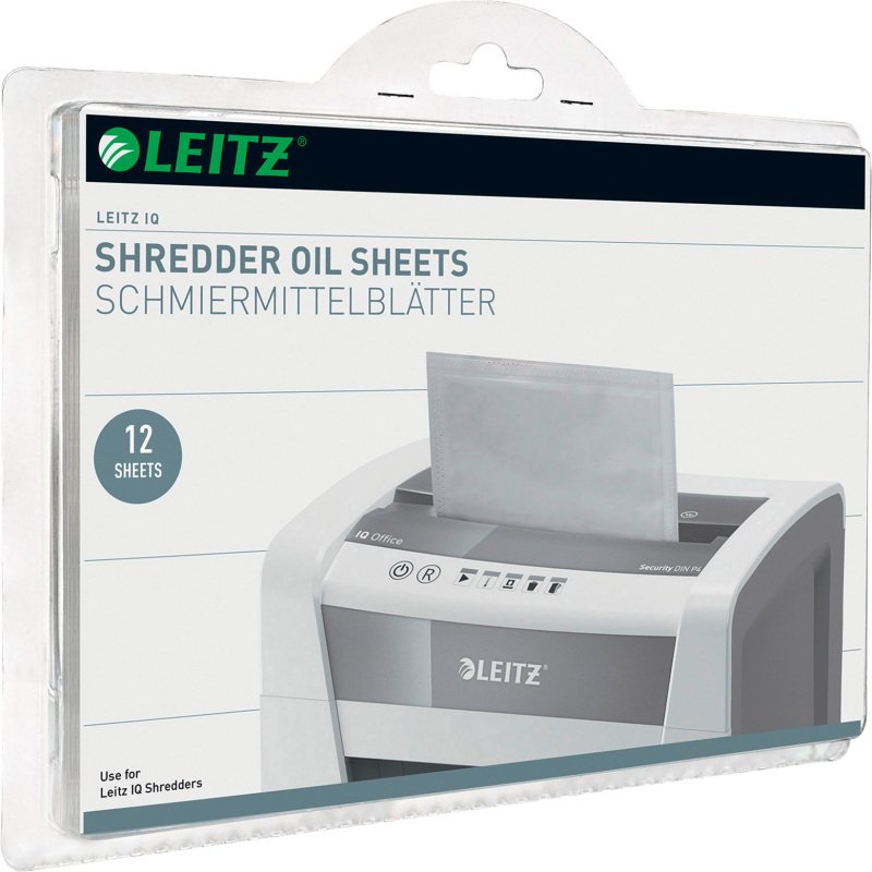 Feuilles pré-lubrifiées Leitz pour destructeurs - Paquet de 12